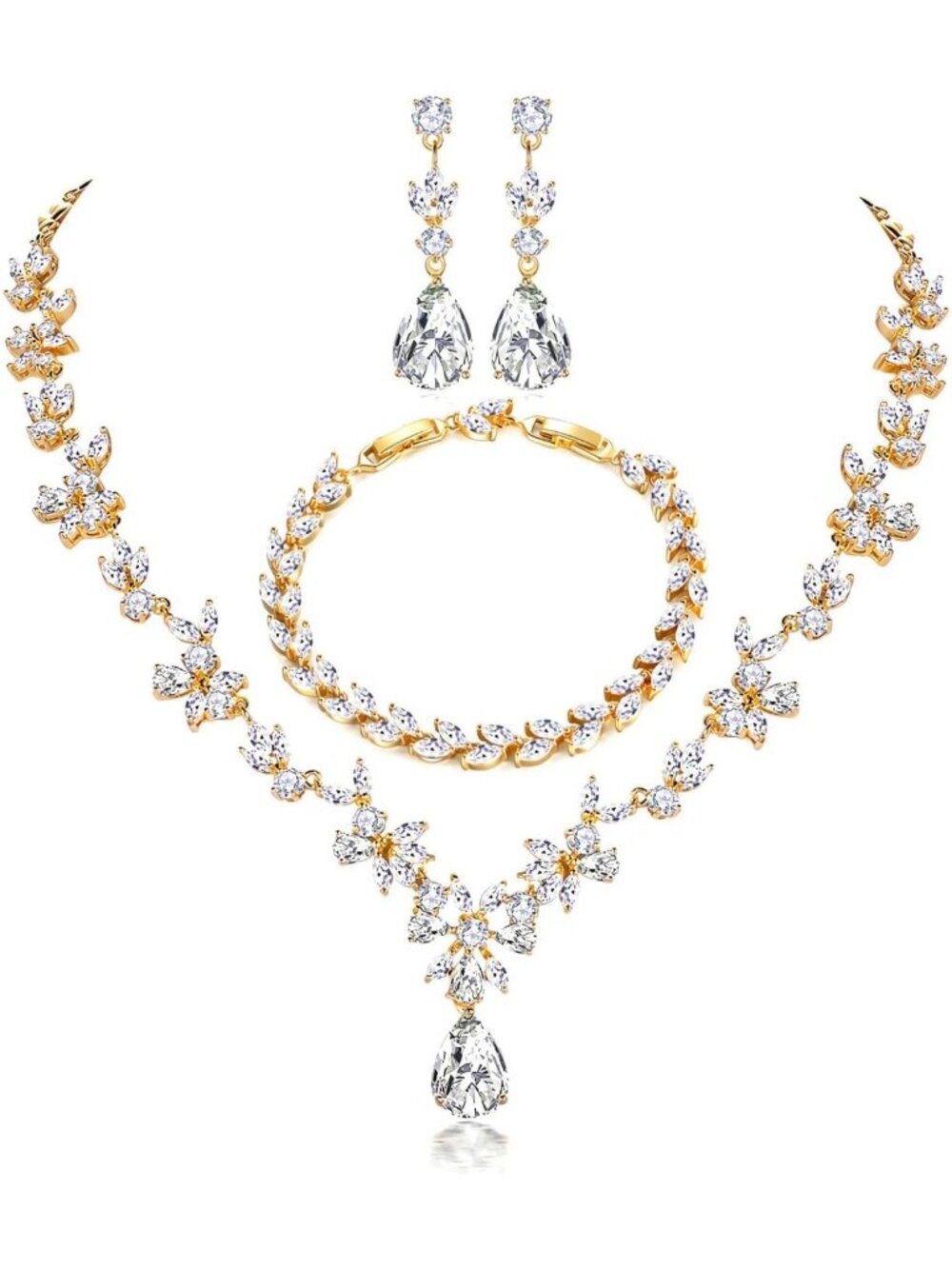 Elegant Jewelry Set for Women - Dangle Earrings, Necklace & Bracelet